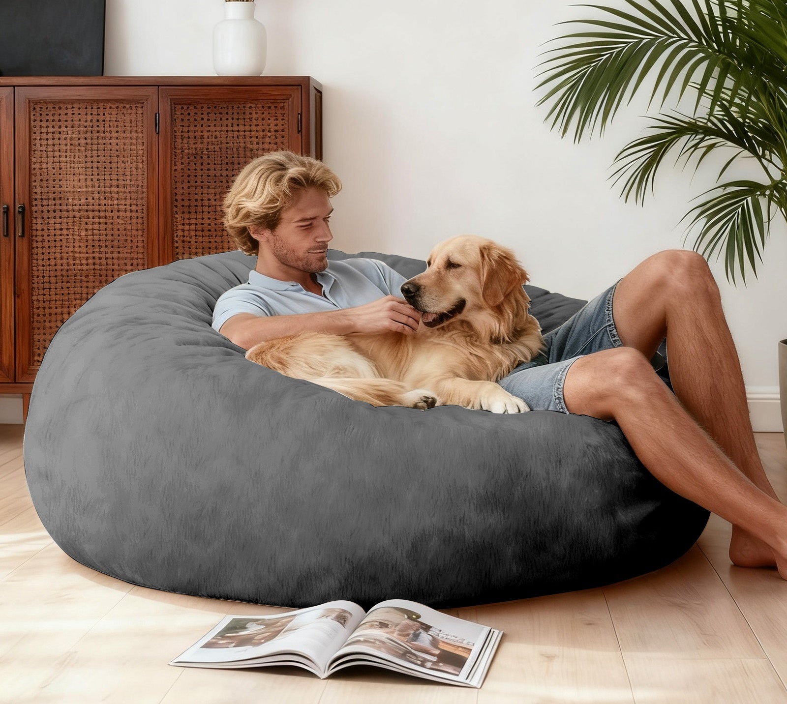 DBC-SHENHUI Convertible Bean Bag Chair Bed - 2-in-1 Lounge Solution