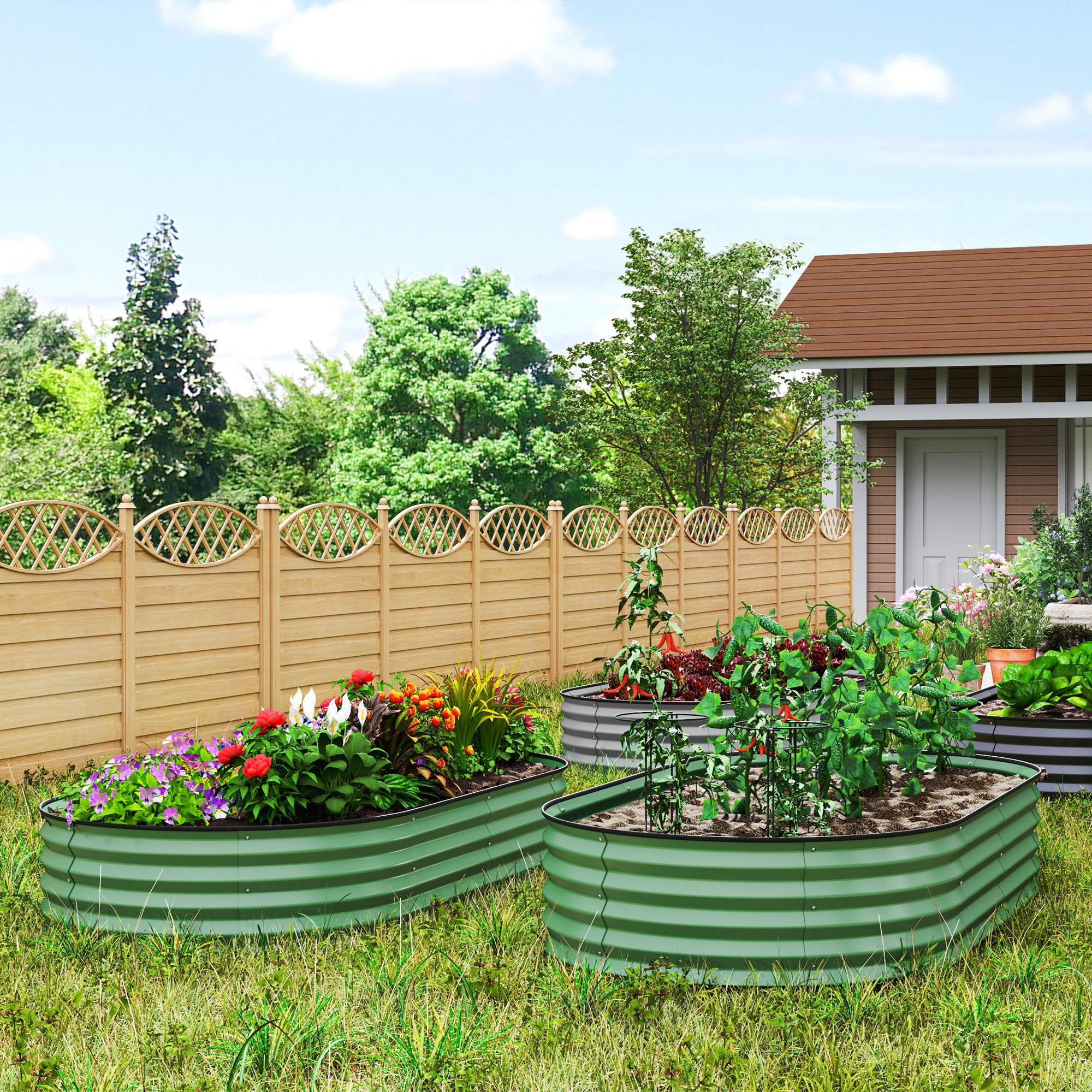 Raised Garden Beds 2-Piece Stackable Planters 181x93x30cm Steel