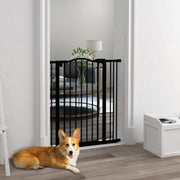 Metal Pet Safety Gate Folding Dog Fence, 74-87cm Black