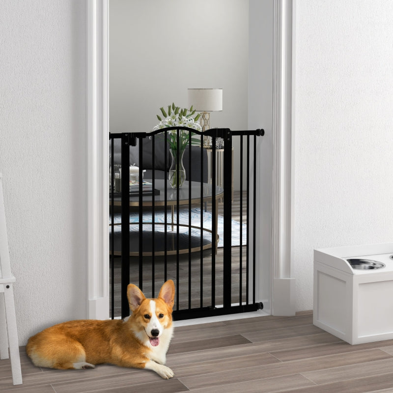 Metal Pet Safety Gate Folding Dog Fence, 74-87cm Black