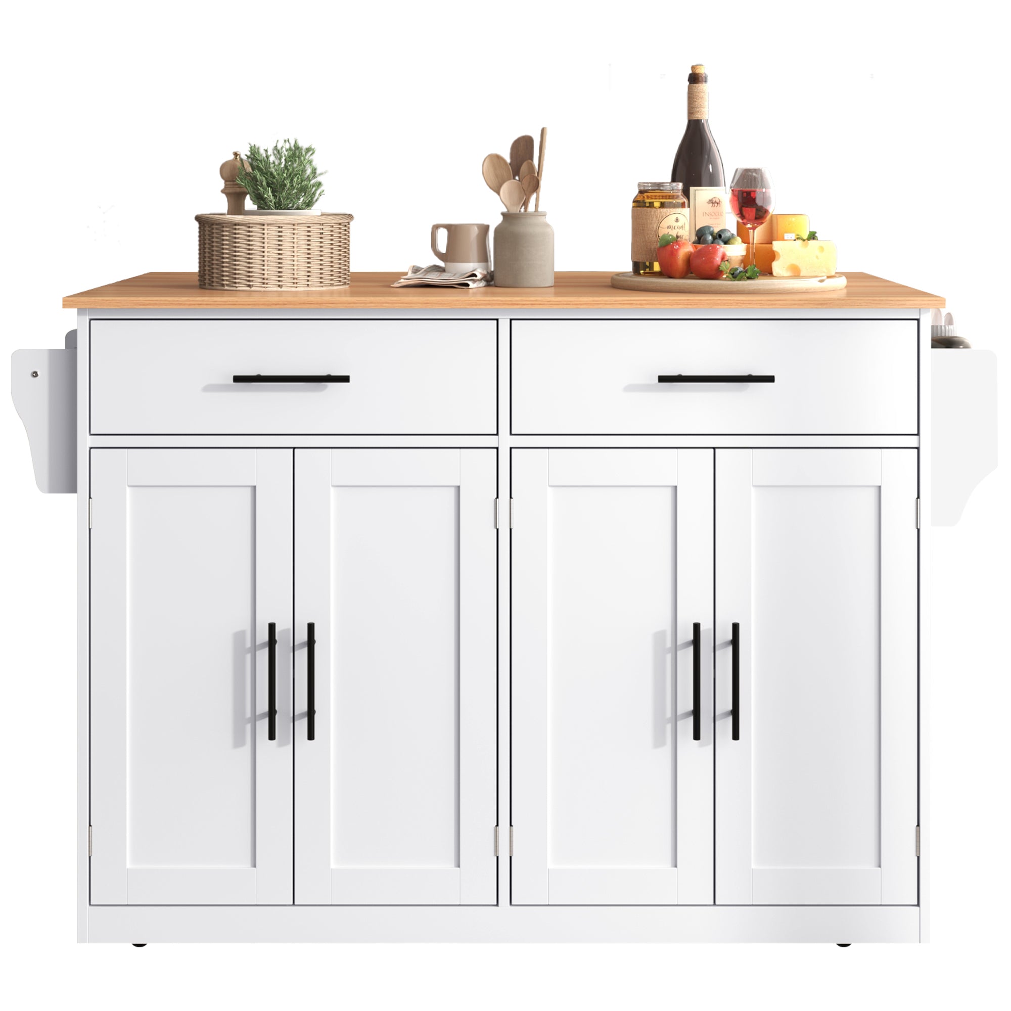 Serving Trolley Folding Tabletop Casters Interchangeable Legs - White