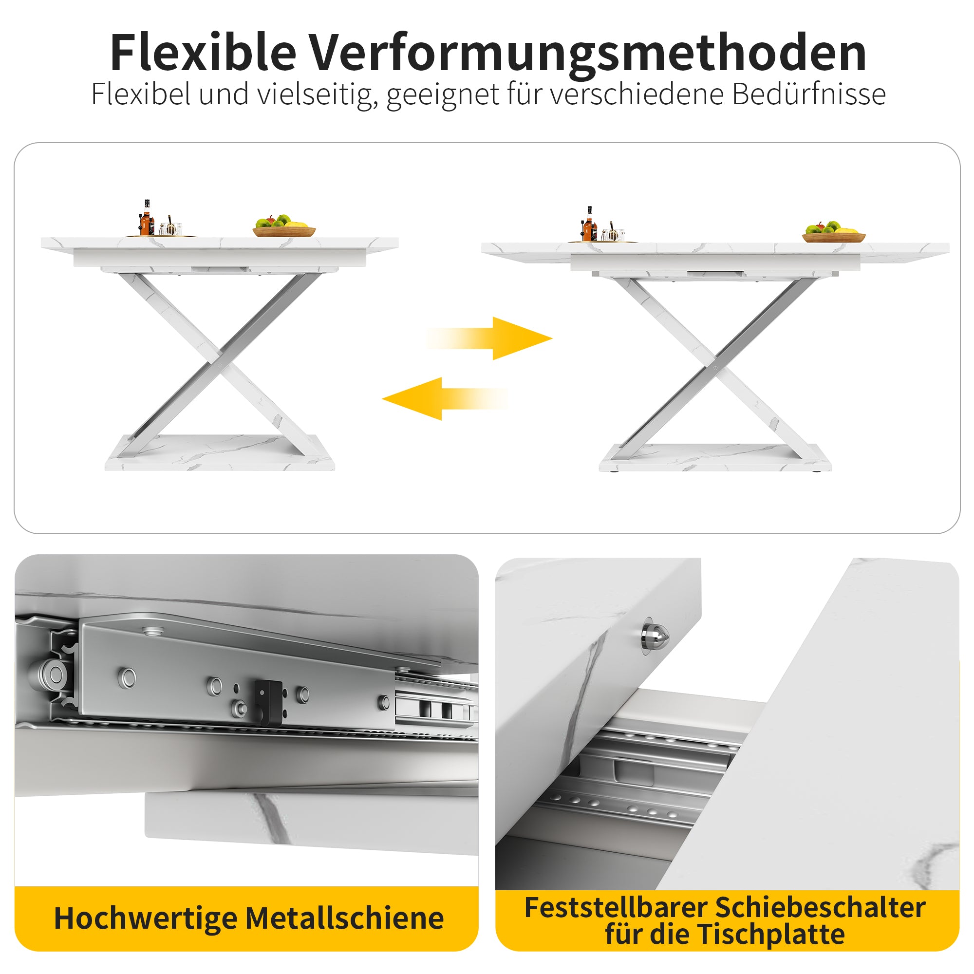 Dining Table, Extendable 118-157cm with Cross Legs
