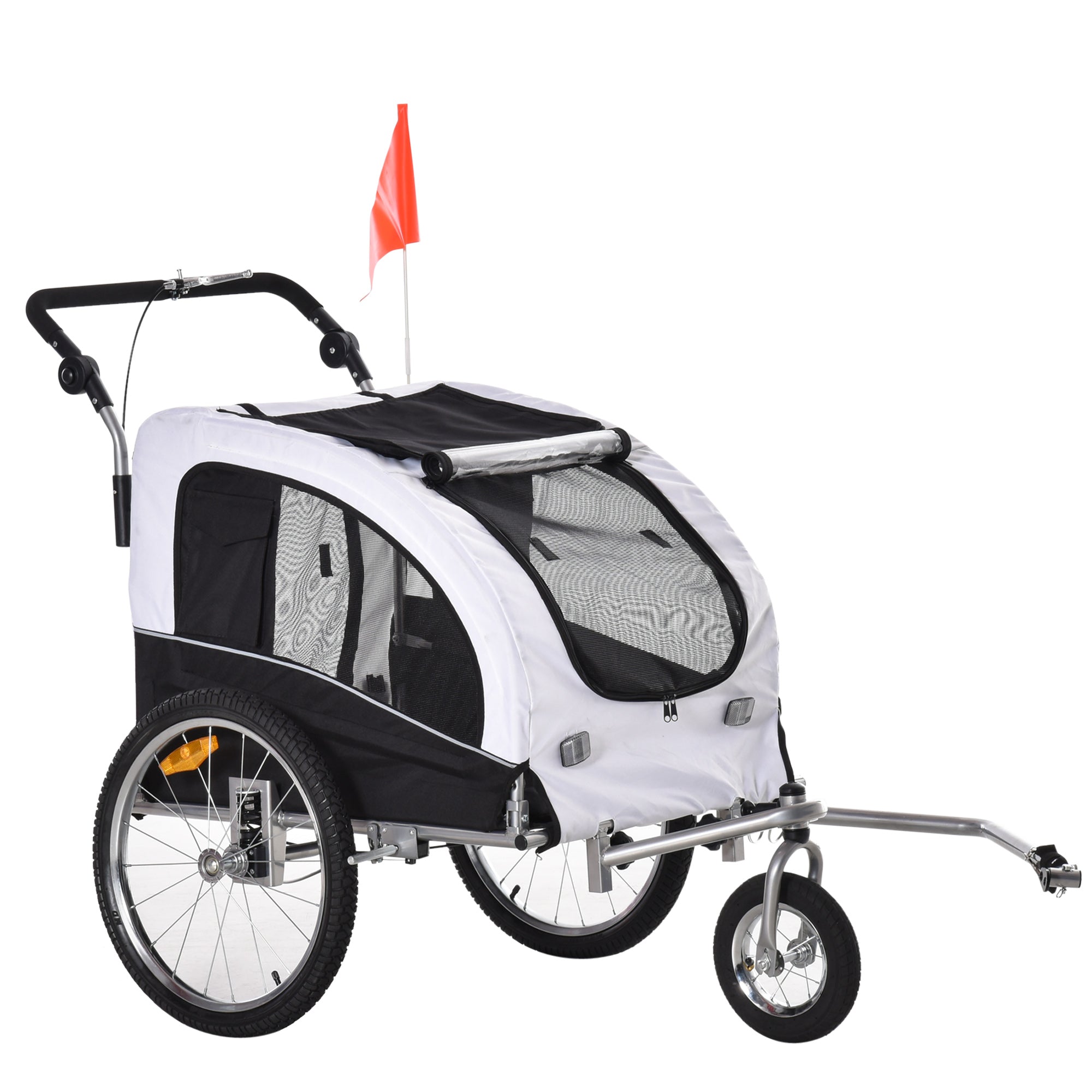 Dog Trailer Jogger Bicycle Trailer, 155 x 83 x 108 cm, White+Black