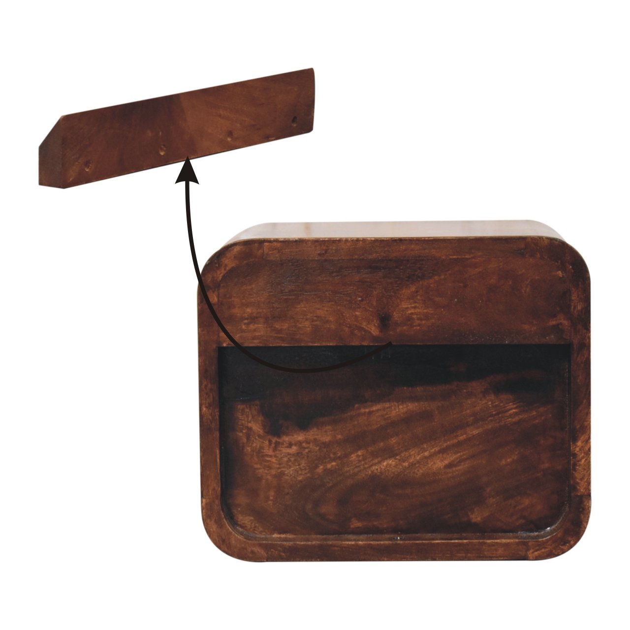 Mini Curved Wall Mounted Bedside - California Walnut