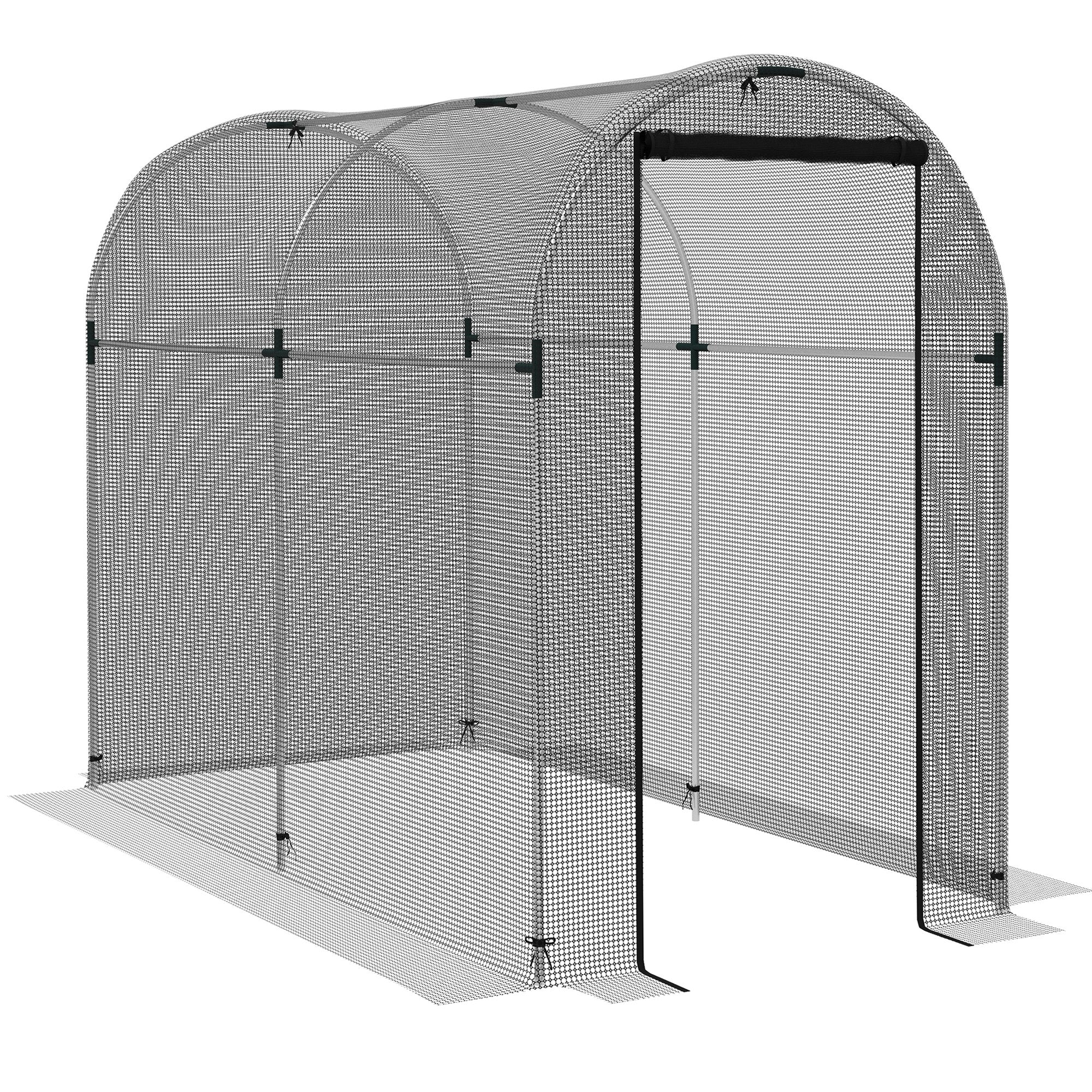Fruit Cage, Plant Protection Tent Zipped Door, Galvanised Steel Black