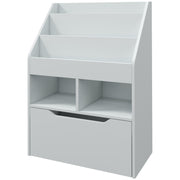 Children's Bookcase, 3 Shelves 2 Open Compartments, Grey