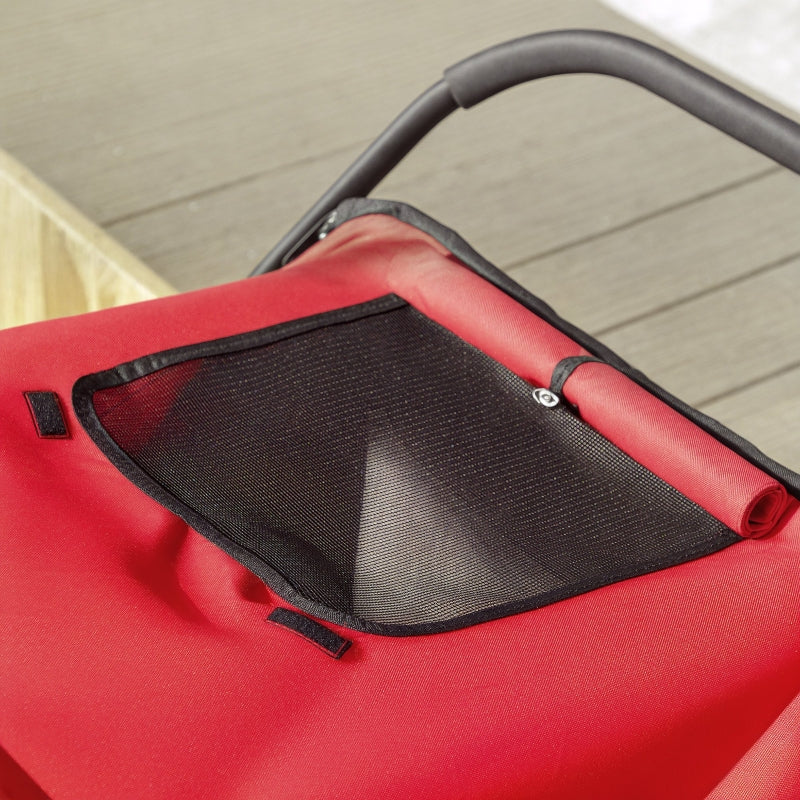 Dog Buggy Foldable, Reclining Cushion, Steel Frame, Red/Black