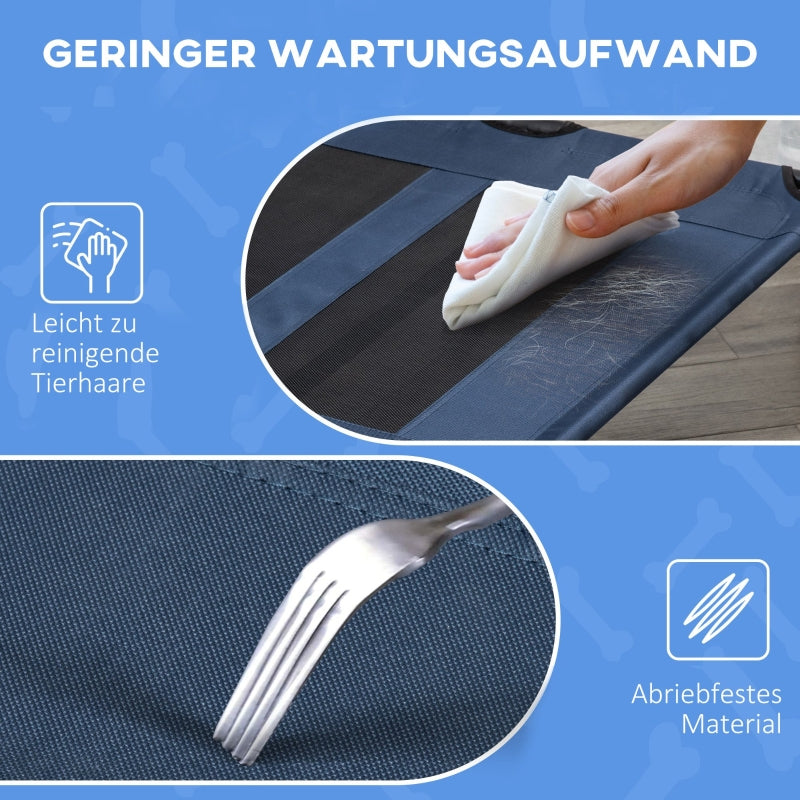 Foldable Dog Bed, Raised Outdoor Stand 122x92x23cm Blue & Black