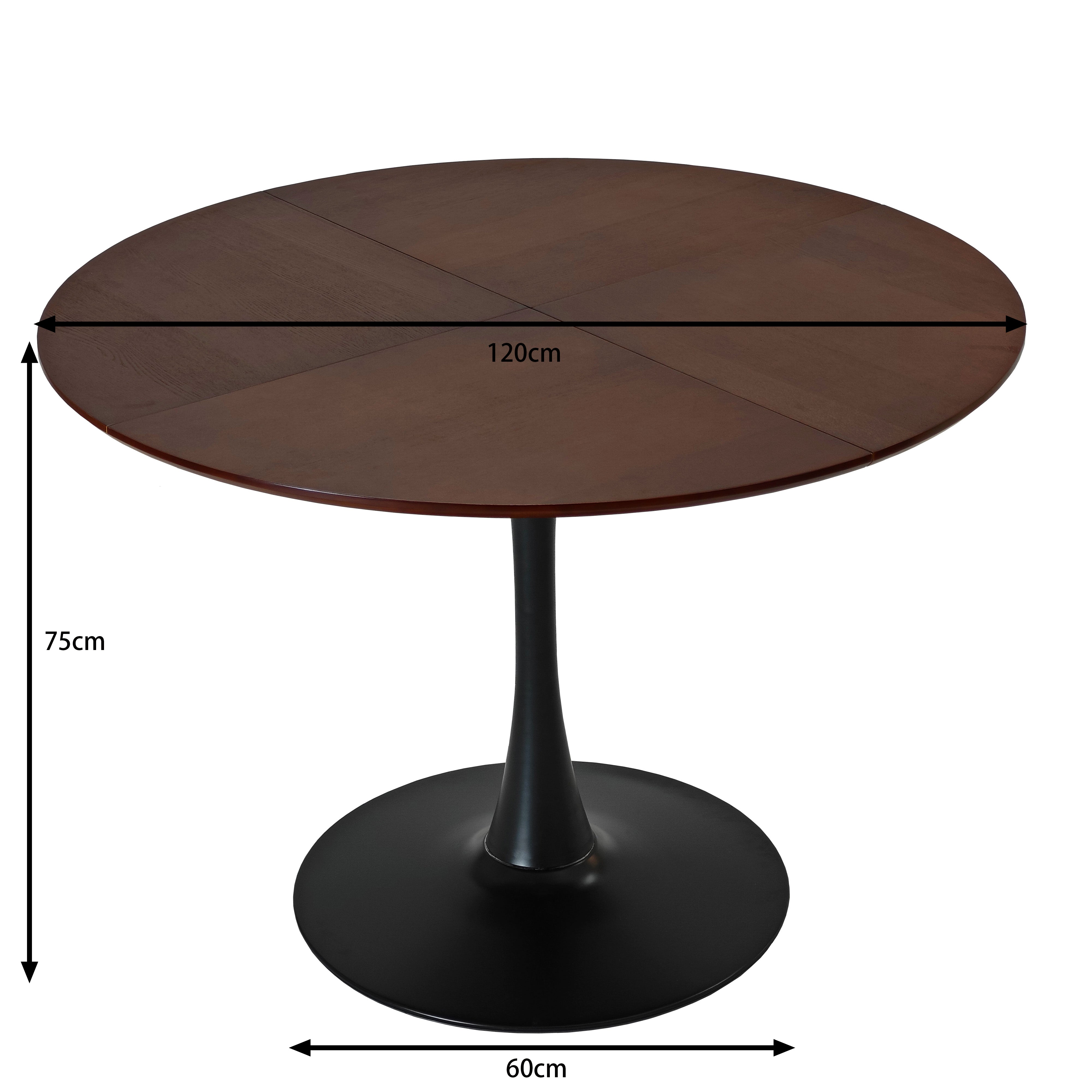 Dining Table Set, 4-Person 120cm Tulip Table with 4 Chairs, Brown and Black