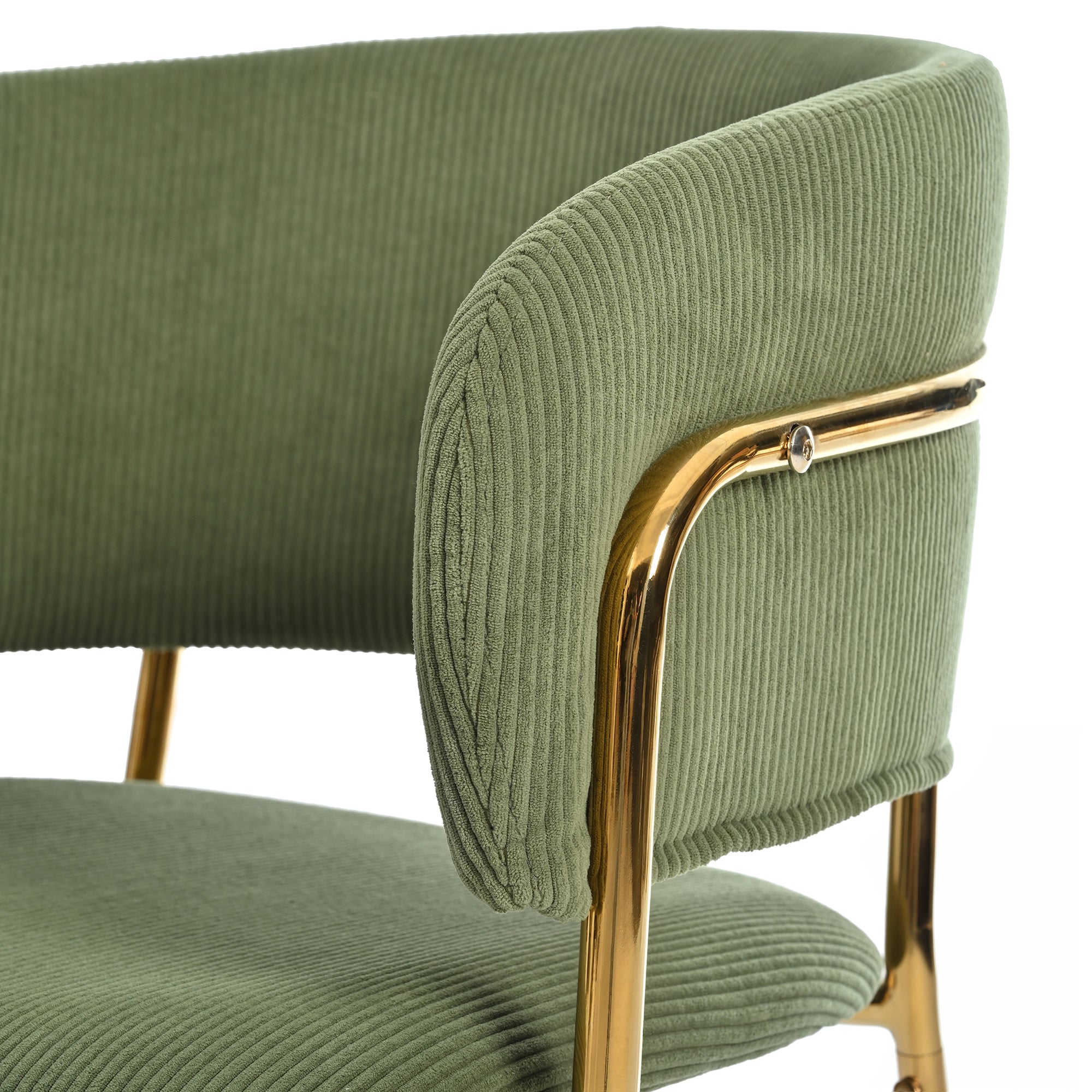Modern Chairs with Angled Legs and Adjustable Feet, Green Corduroy Fabric (Set of 2)
