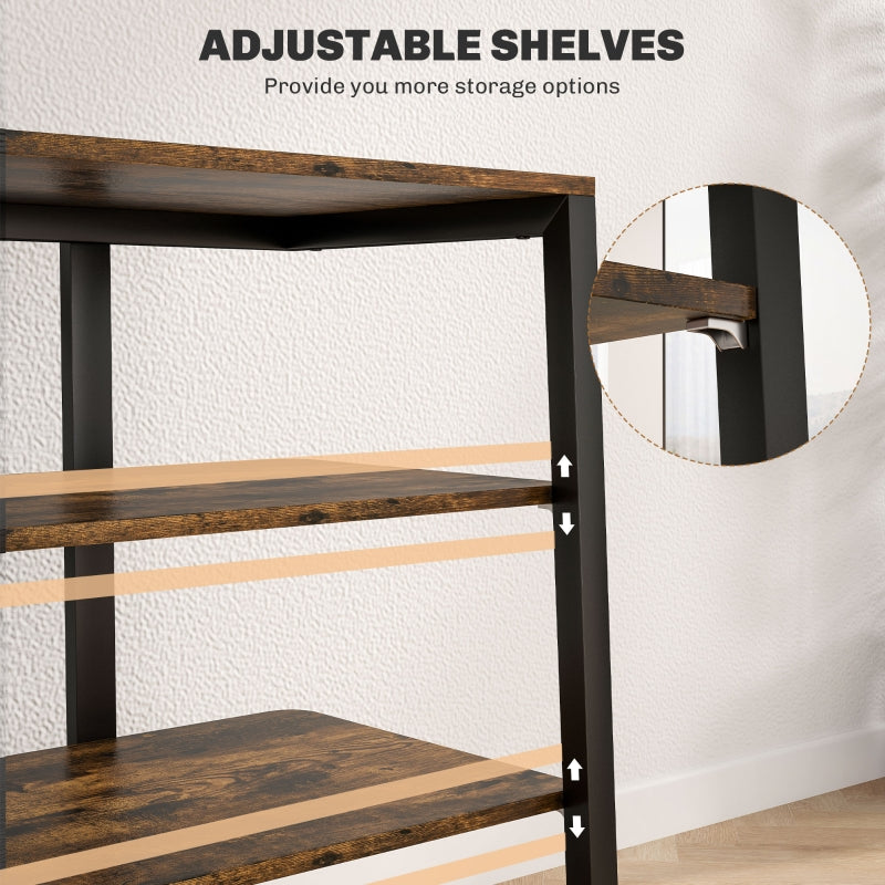 HiFi Stand, Four Storage Shelves, Rustic Brown