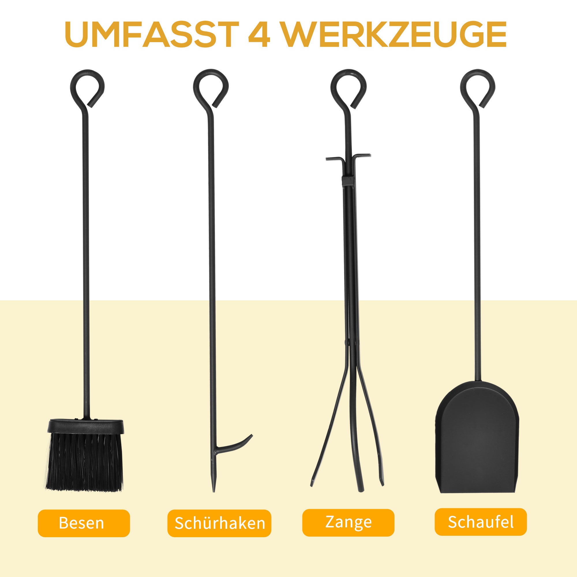 Firewood Rack with Tools, Steel, Black