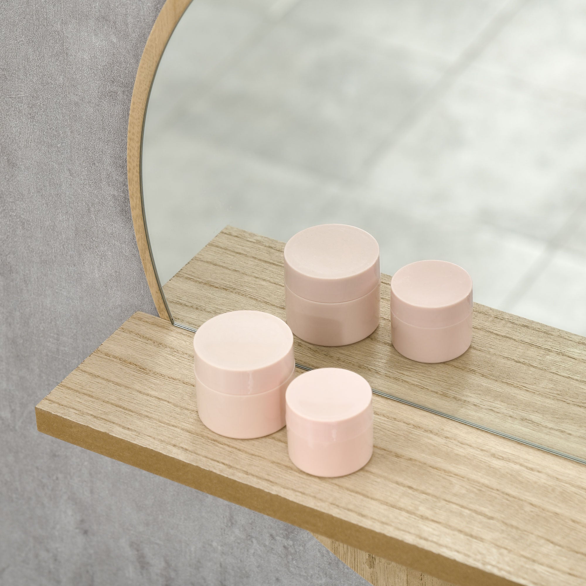 Kleankin Round Home Mirror with Shelf - Natural Wood Effect