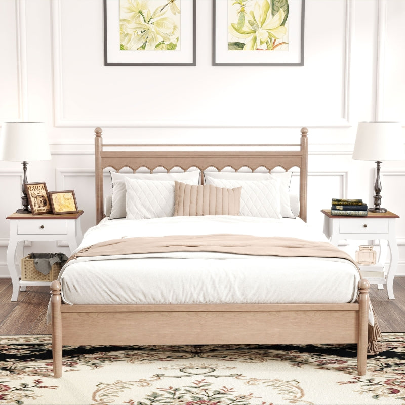 2pcs Bedside Tables French Style Drawer Open Shelf White