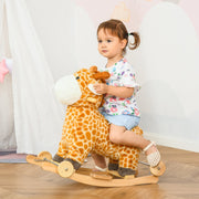 2-in-1 rocking animal giraffe with sound, wheels, handles, plush for toddlers 3-6 years