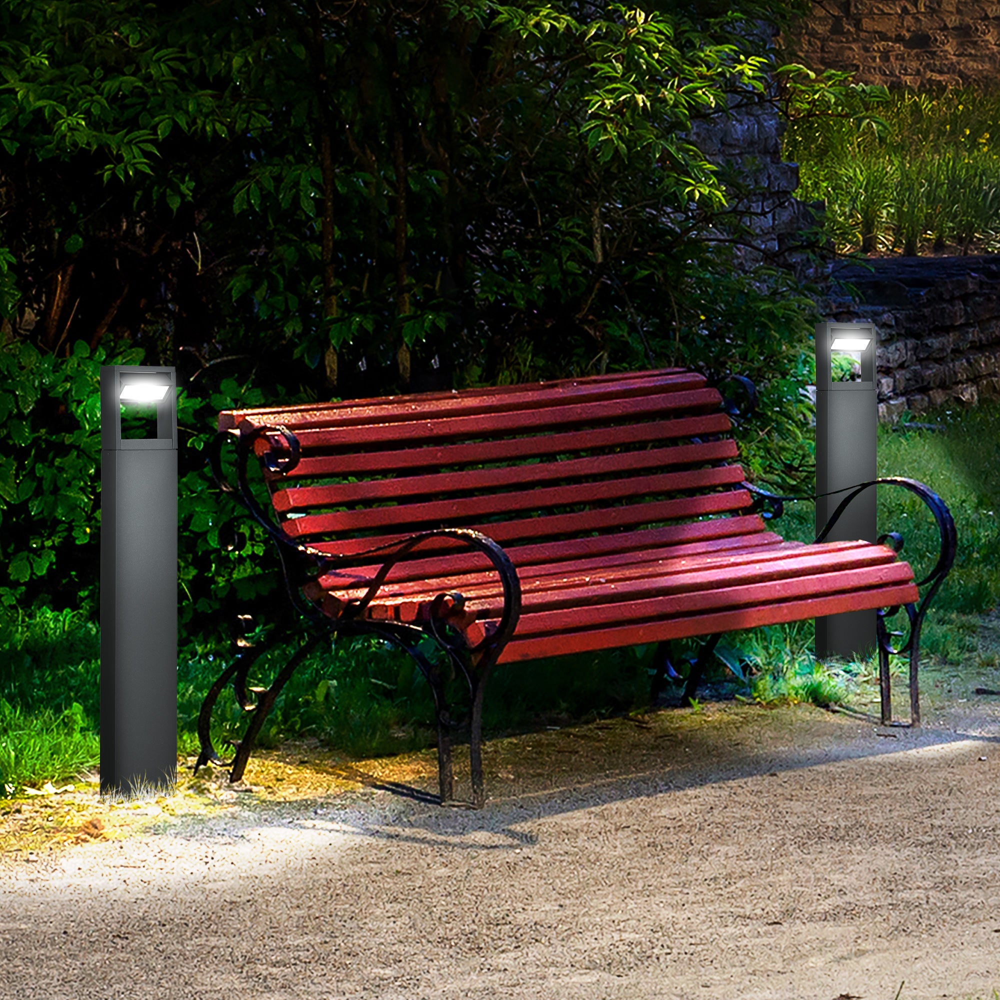 Garden Lamp, Warm White LED Bollard Path Light, IP65 Waterproof, Dark Gray Aluminum