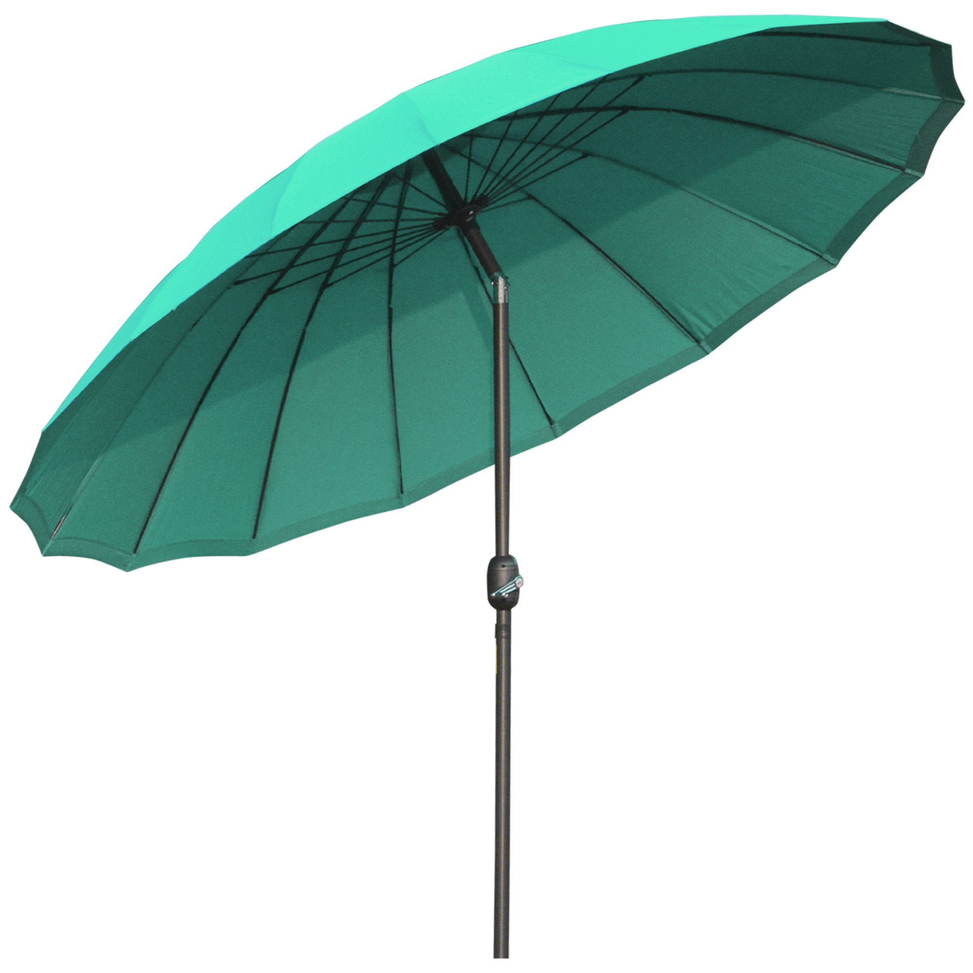 2.5m Shanghai Garden Parasol Umbrella, Adjustable Crank & Tilt Sun Shade, Green