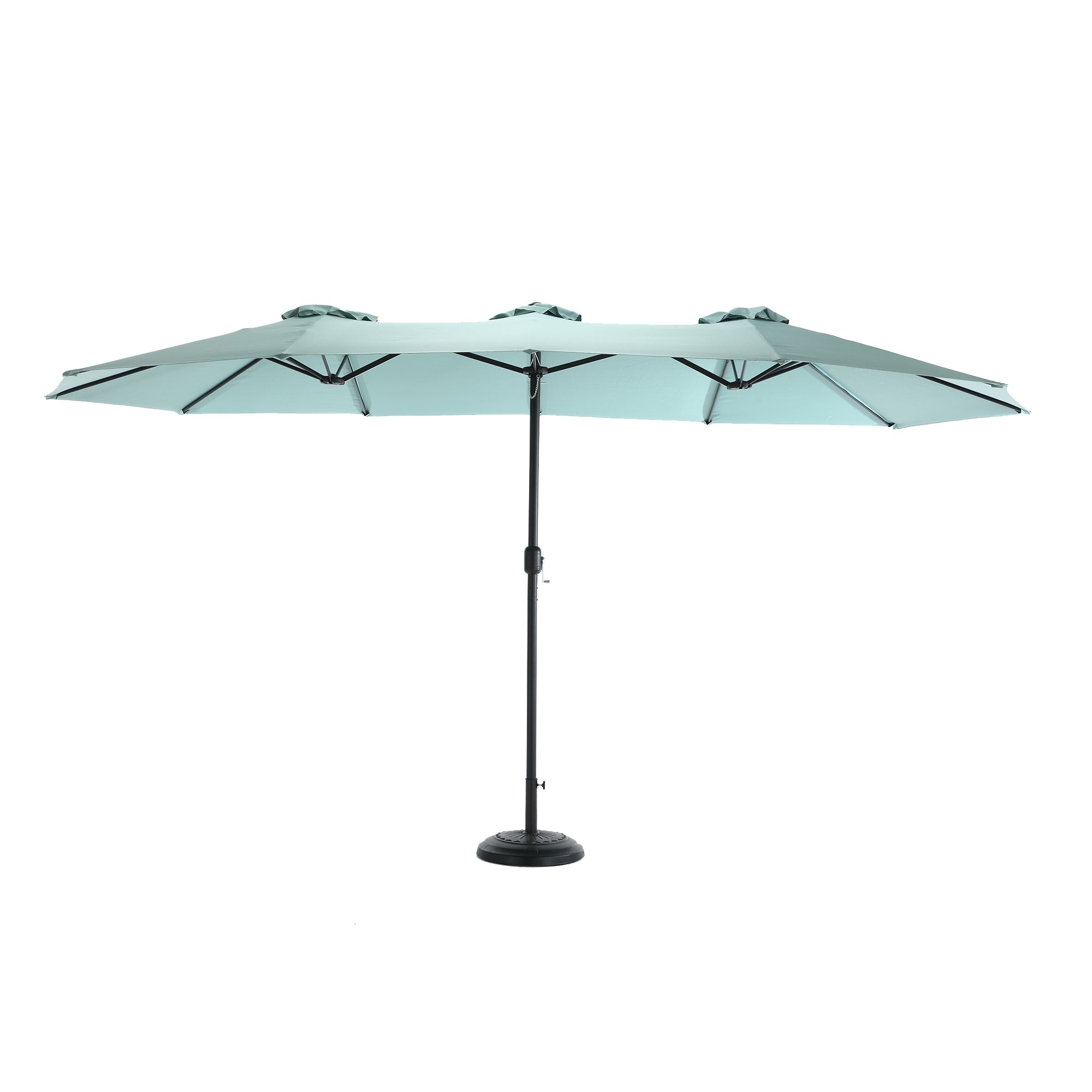Double Sided Outdoor Umbrella, 14.8 Ft Rectangular Large with Crank, Light Green