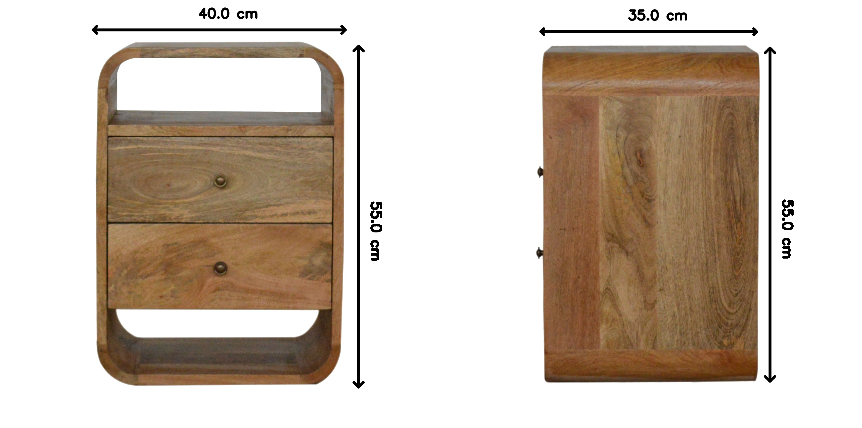 London Bedside 2-Drawer Mango Wood Nightstand