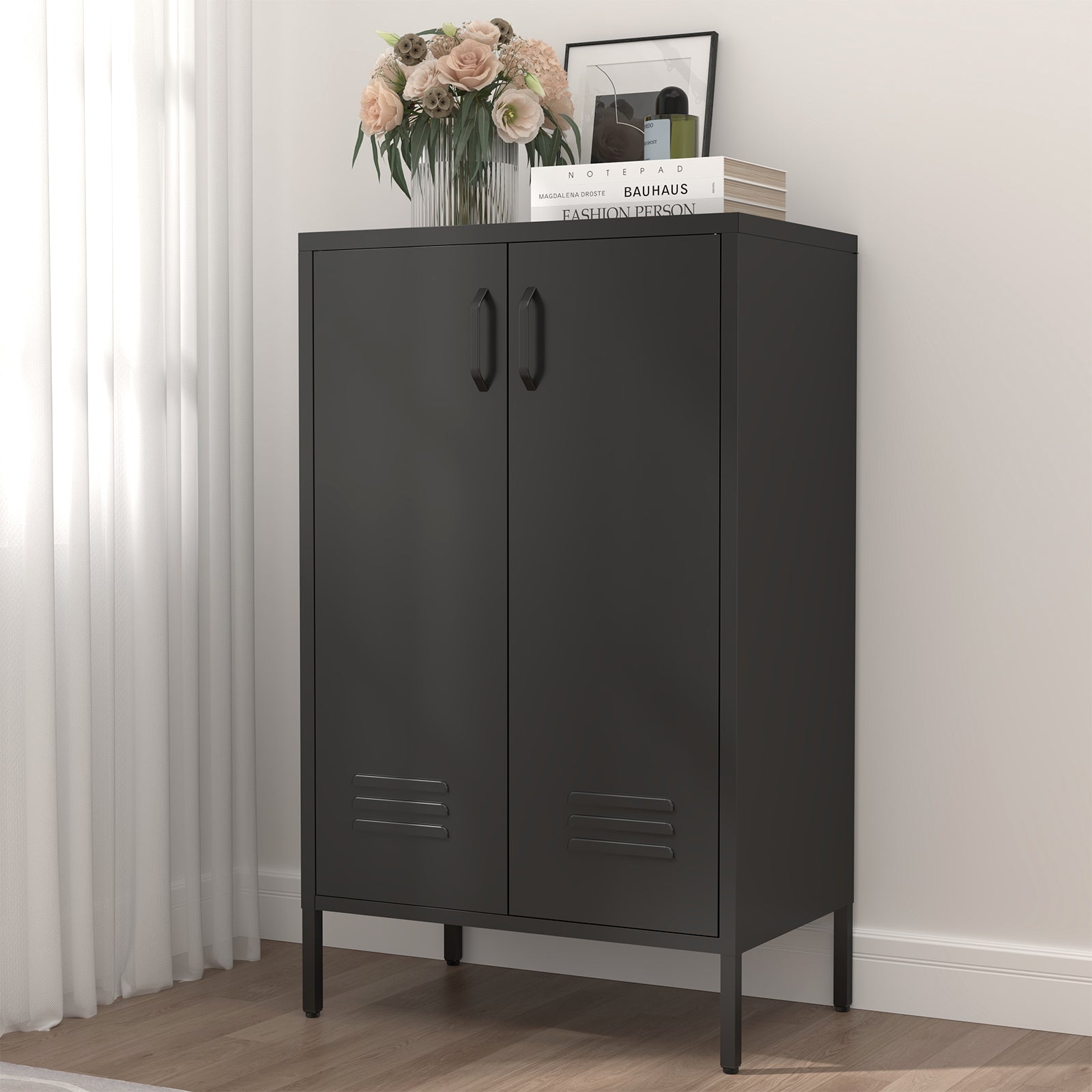 Steel Storage Cabinet 2 Door 2 Movable Shelves - Steel