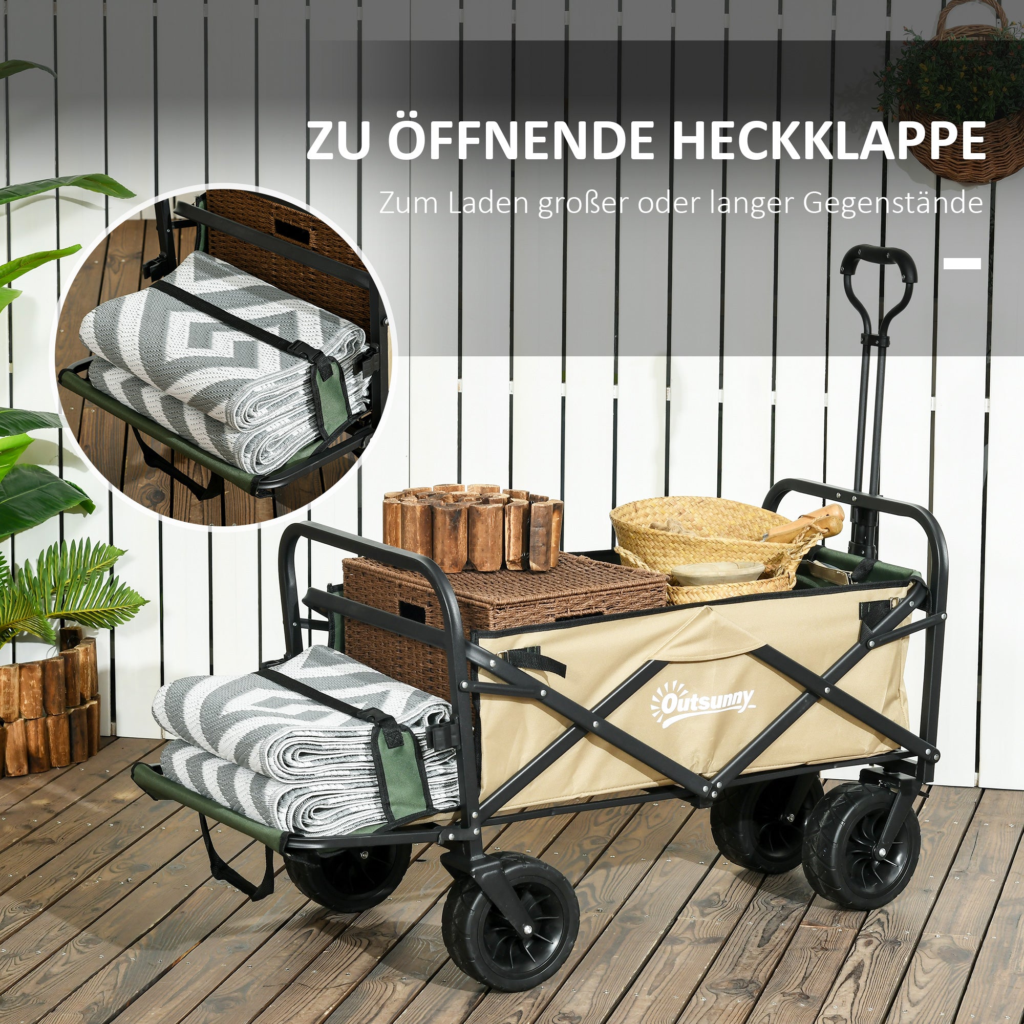 Handcart Foldable Cargo Cart, 100 kg, Khaki Oxford