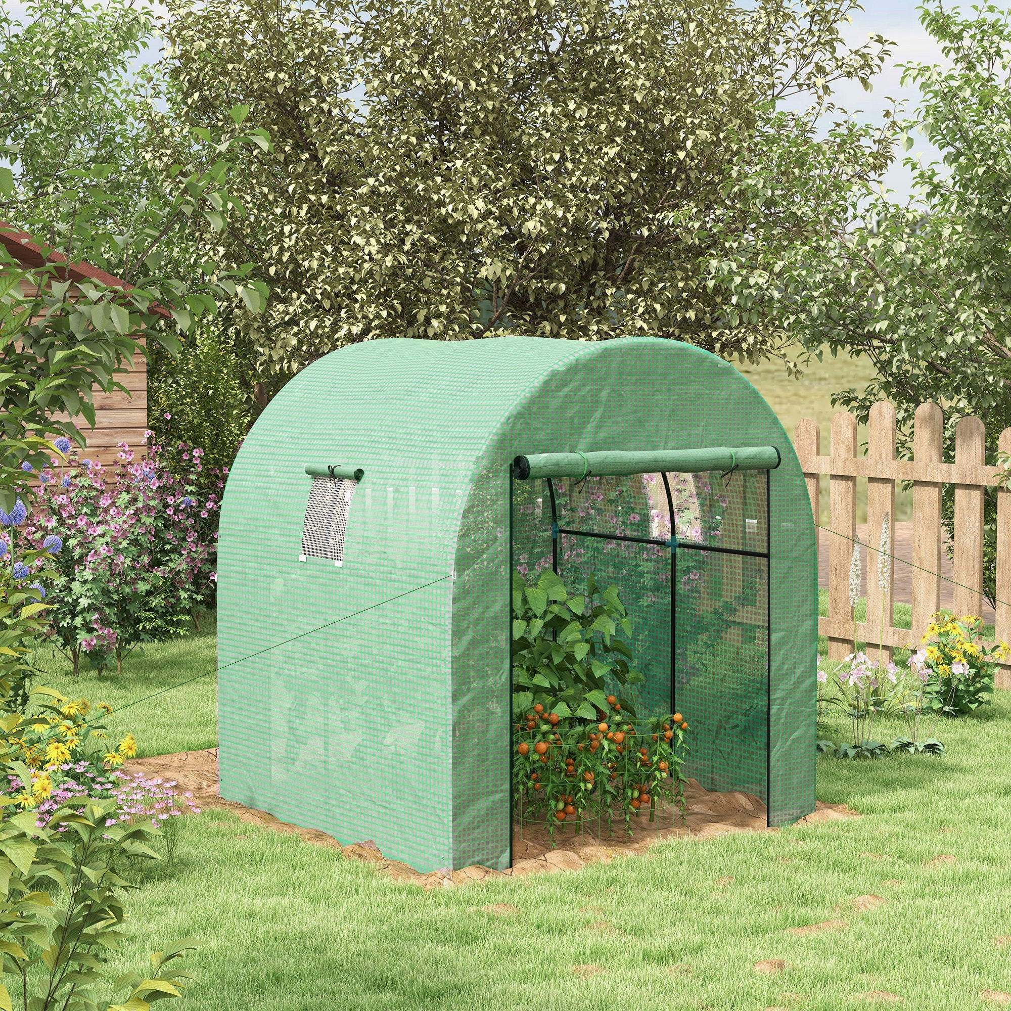 Walk-In Polytunnel Greenhouse, 180 x 180cm, Green