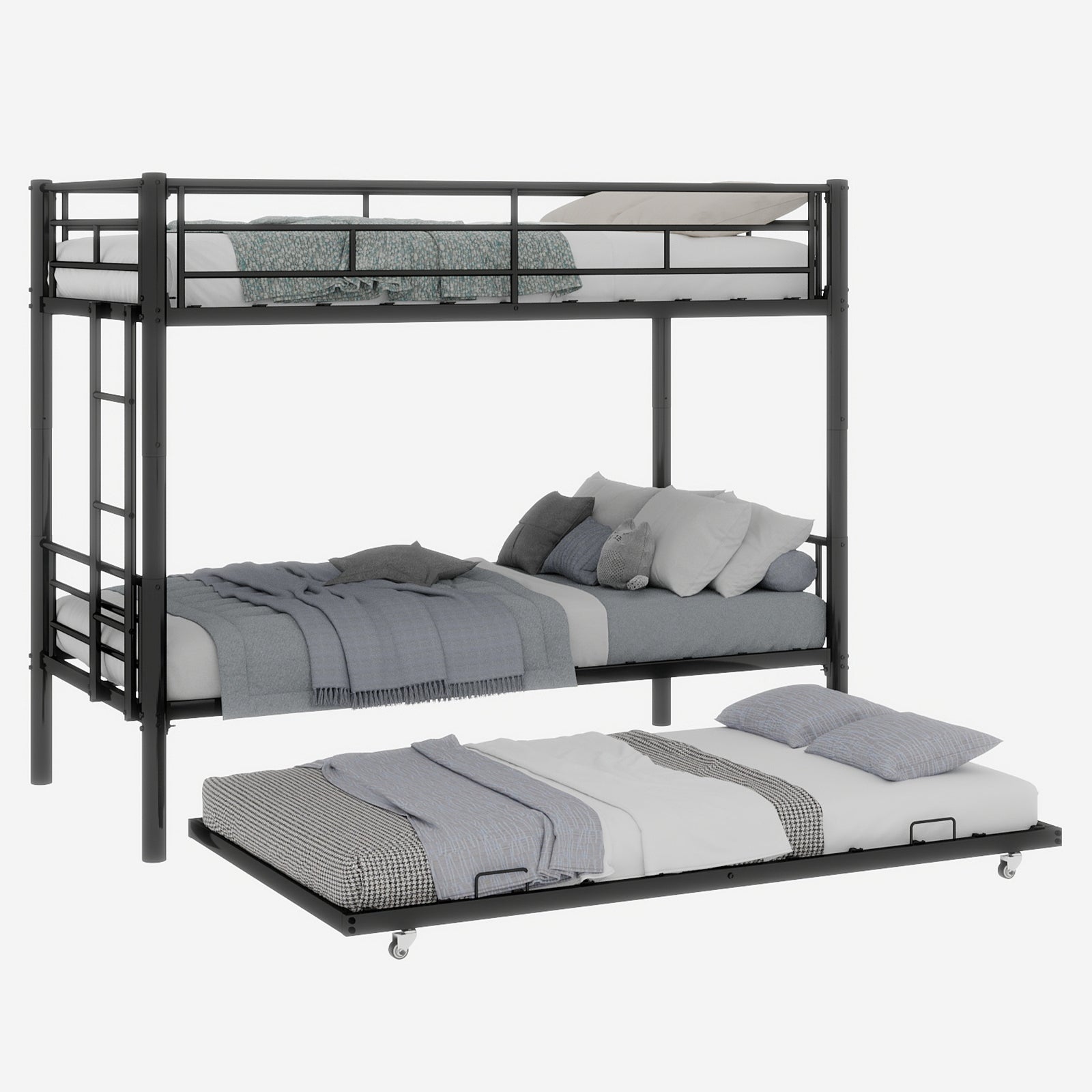 Meta Twin over Twin Bunk Bed, Heavy-Duty Stable Low Noise Safety Railing, Metal