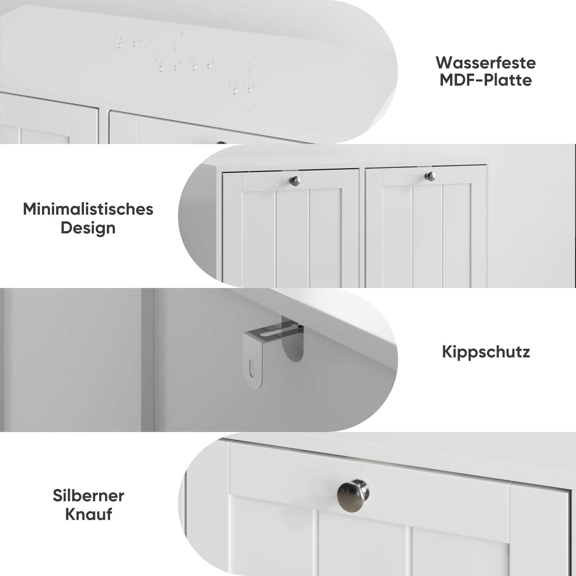 Tilting Laundry Basket Removable Hamper Storage Cabinet, White