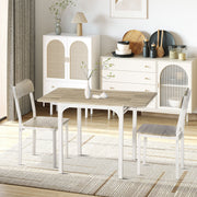 Dining Set, 3-Piece with Folding Table & 2 Chairs, Steel MDF, Natural White
