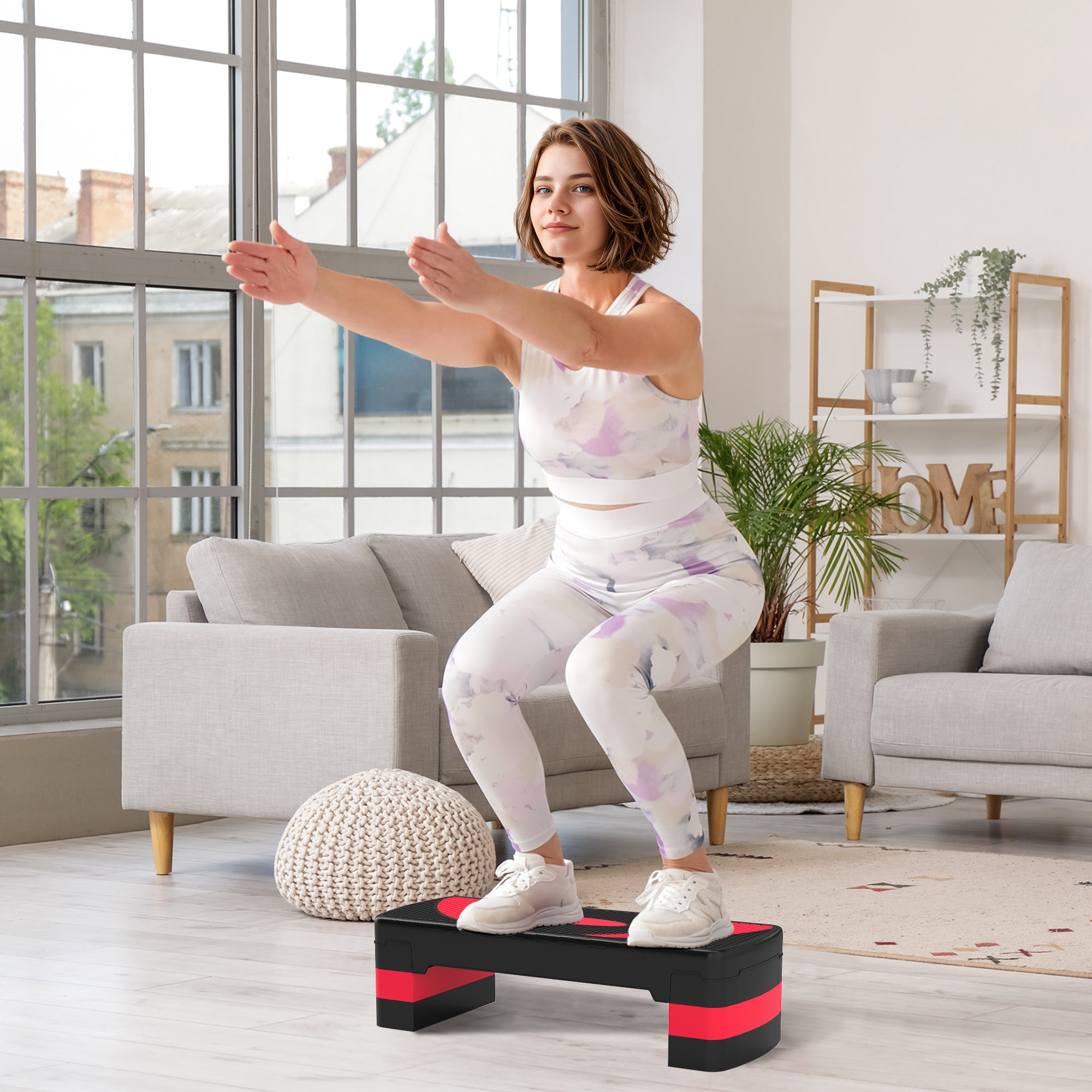 Step Board Aerobic Stepper, Height Adjustable, 150 kg, Red