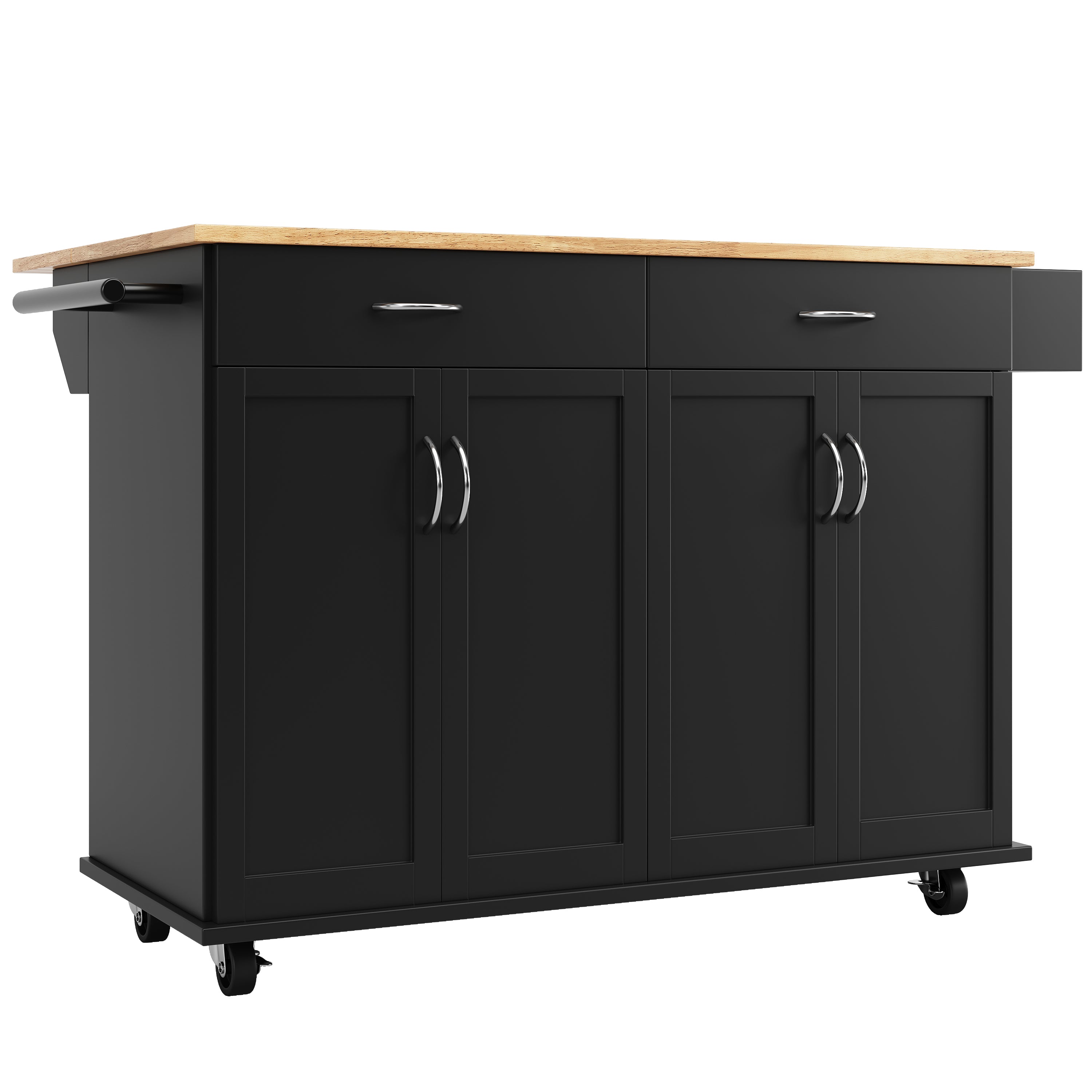 Modern Kitchen Island Multifunctional Dining Cart Storage - Black