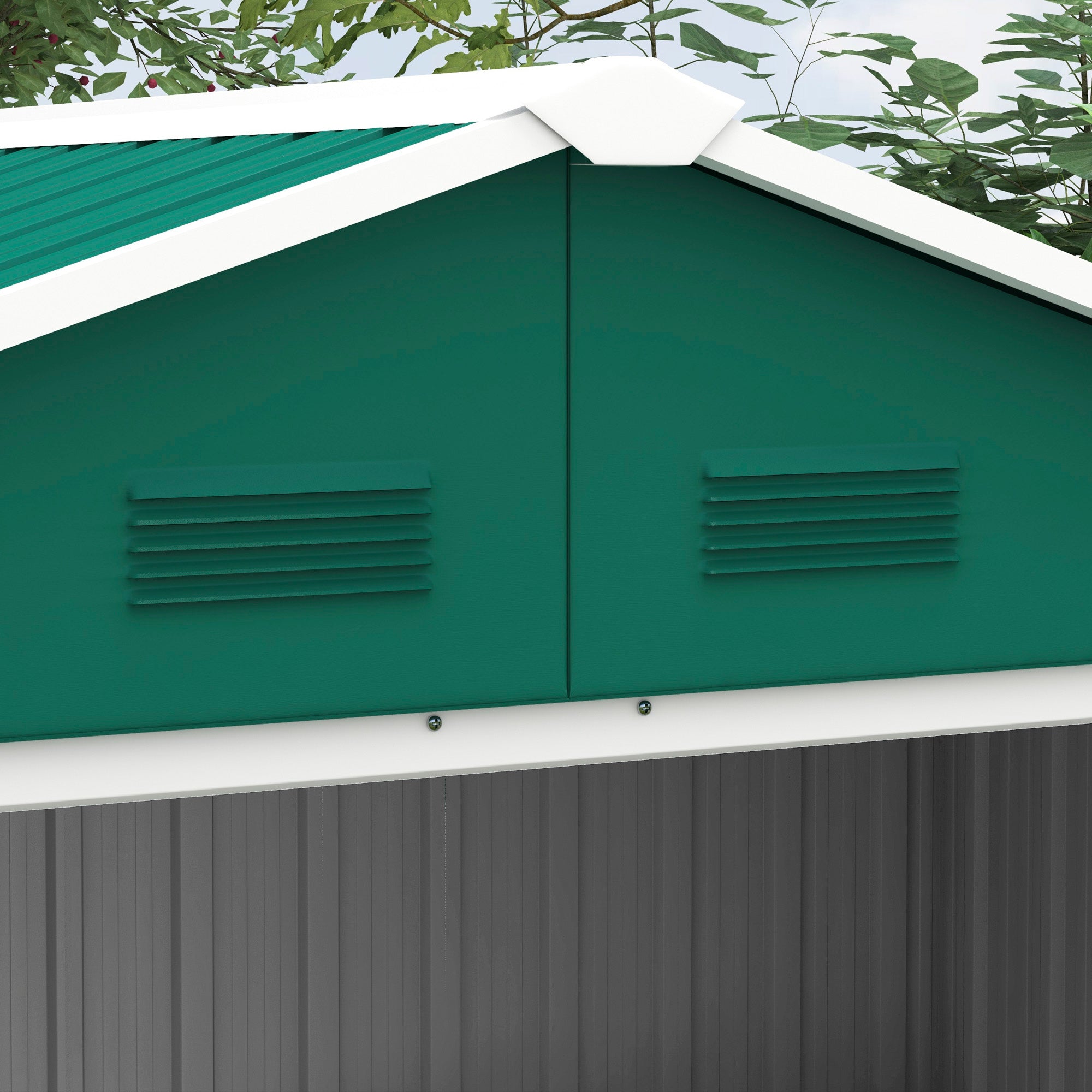 Garden Storage Shed 6.5ft x 3.5ft Double Doors 4 Vents Metal Green