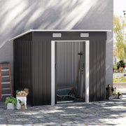 Outdoor Storage Shed with Foundation Kit, Lean to Metal, Black