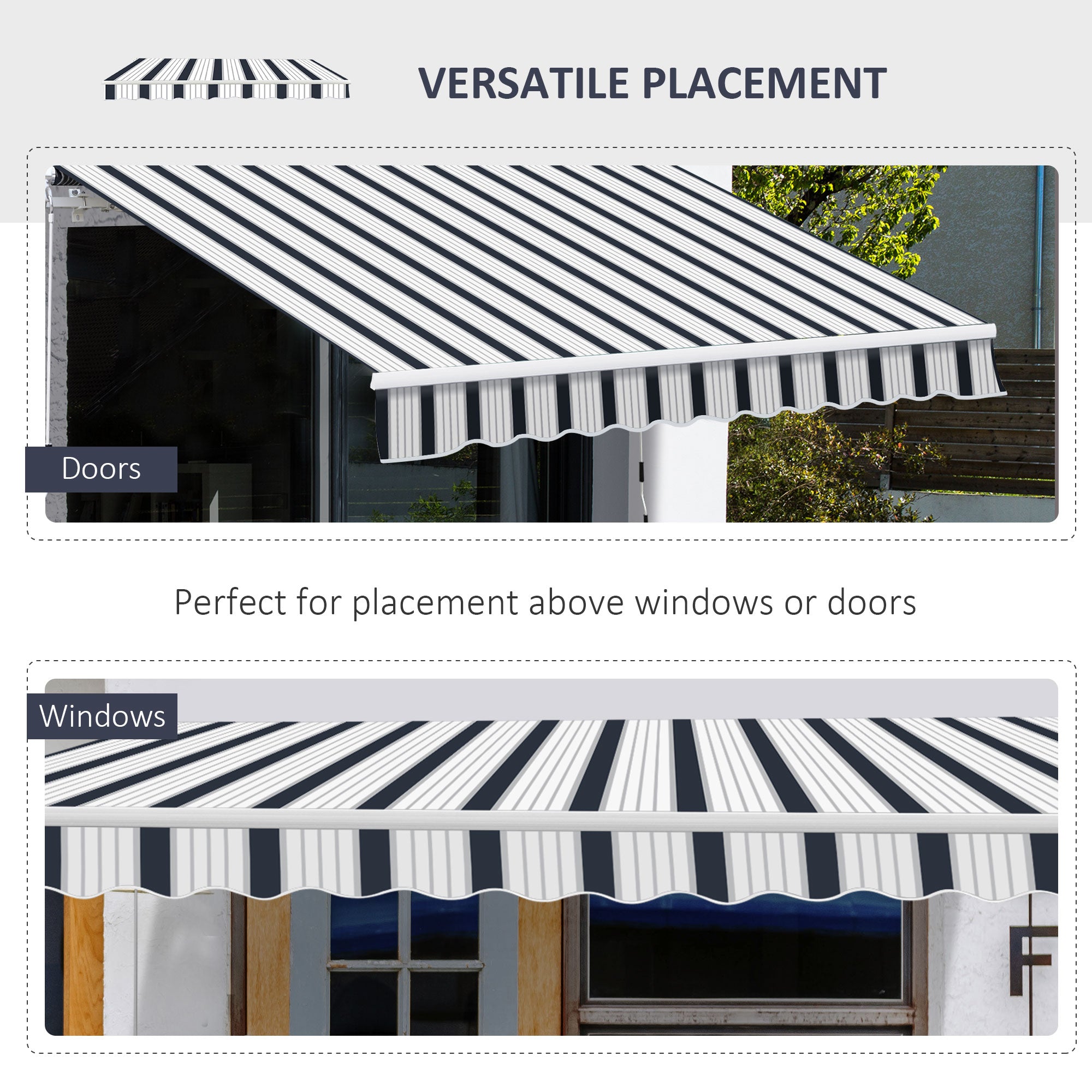Manual Retractable Awning 4x3 m Blue/White