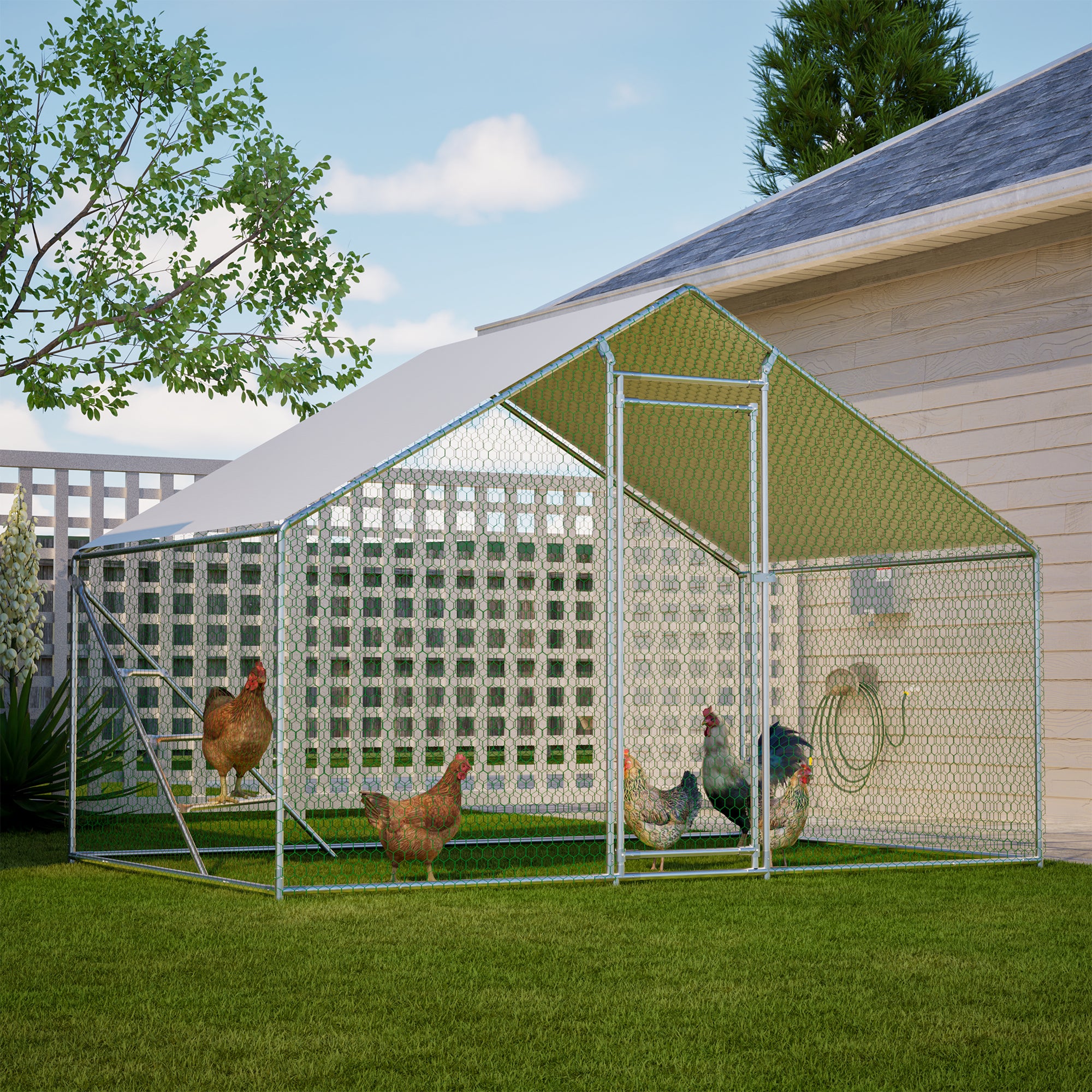 Chicken Coop Aviary 3x2m Weatherproof Metal Frame