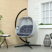 Egg-Shaped Outdoor Hanging Chair, Foldable Swing Hammock with Stand, Gray