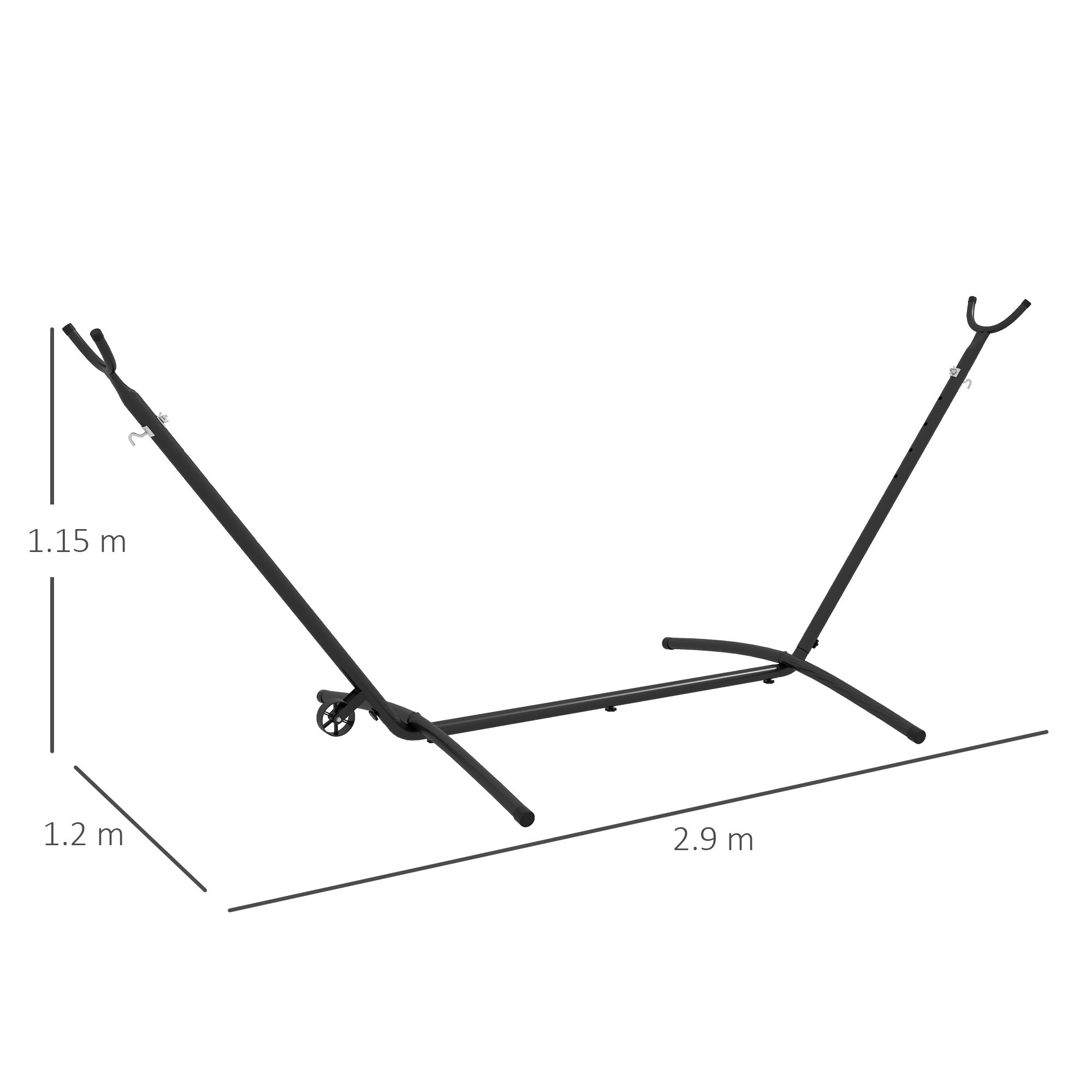 Hammock Stand with Wheels, Adjustable Hooks, Carrying Bag, 220 kg Capacity - Sturdy Steel