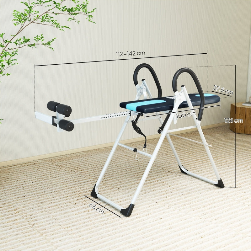 Foldable Inversion Table for Back Therapy, Home Fitness Bench - Black