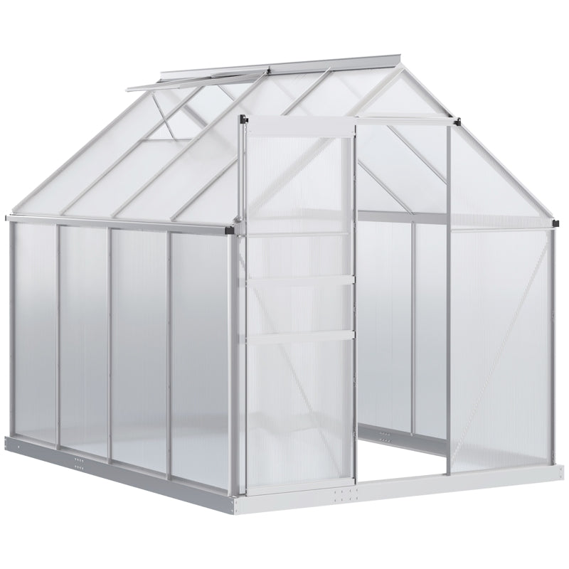 Walk-In Greenhouse, 190 x 253 cm Polycarbonate, Silver-Tone