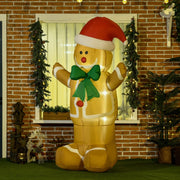 6ft Gingerbread Man Inflatable with Santa Hat and LED Lights, Outdoor Polyester