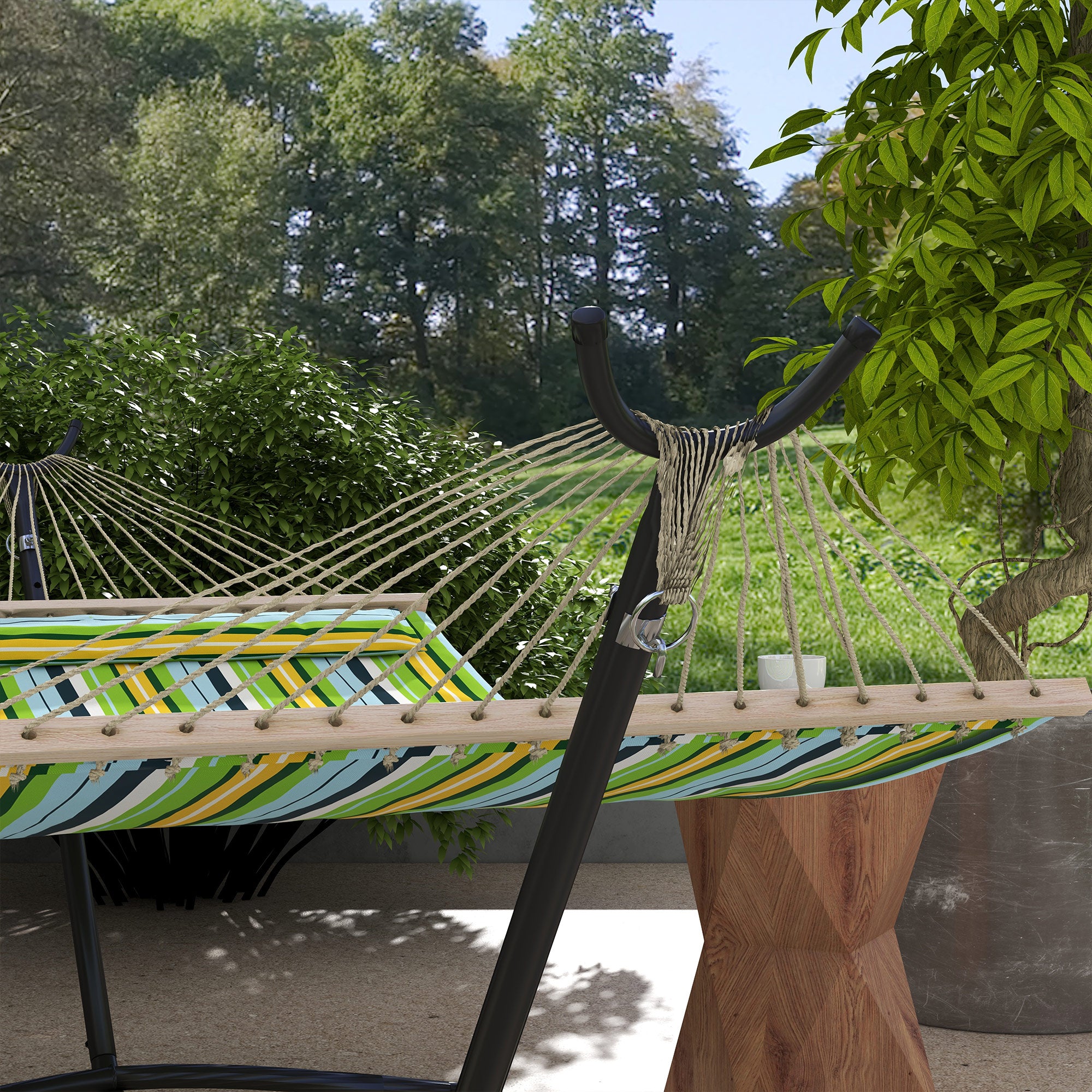 Hammock Stand with Wheels, Adjustable Hooks, Carrying Bag, 220 kg Capacity - Sturdy Steel