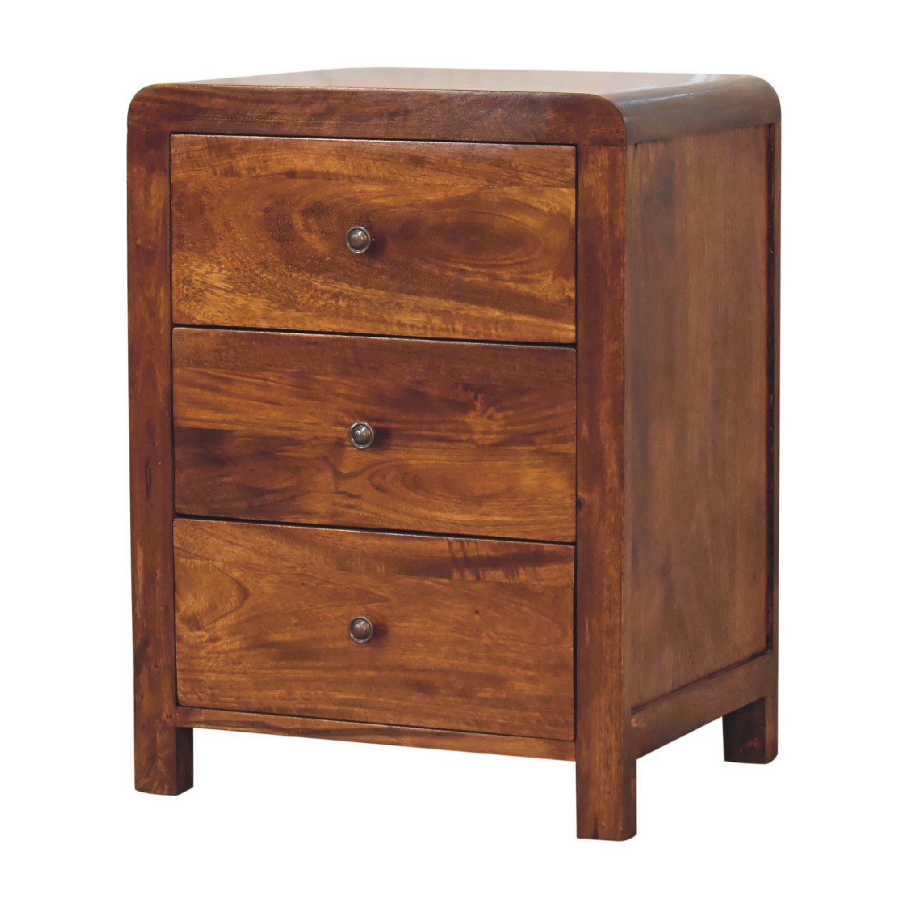 Aspen 3 Drawer Bedside, Solid Wood Brown