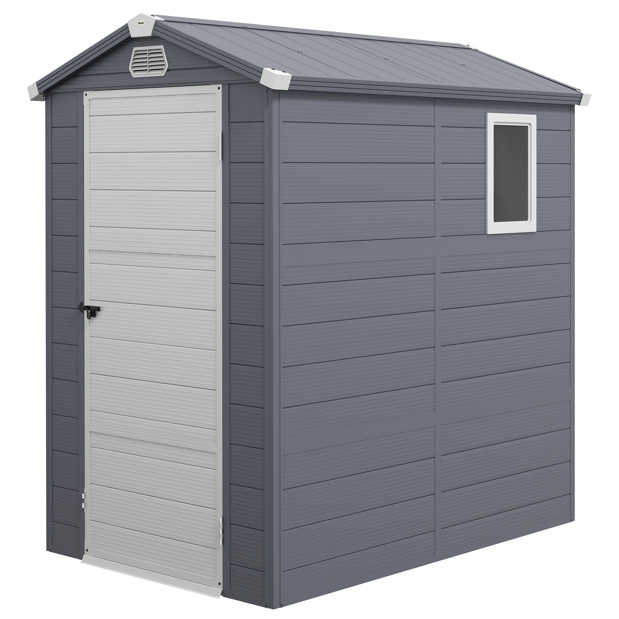 Shed 4.4ft x 6.2ft, with Foundation, Aluminium Frame and Plastic Wall, Grey