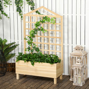 Garden Planters with Trellis Raised Beds Wooden Natural Tone