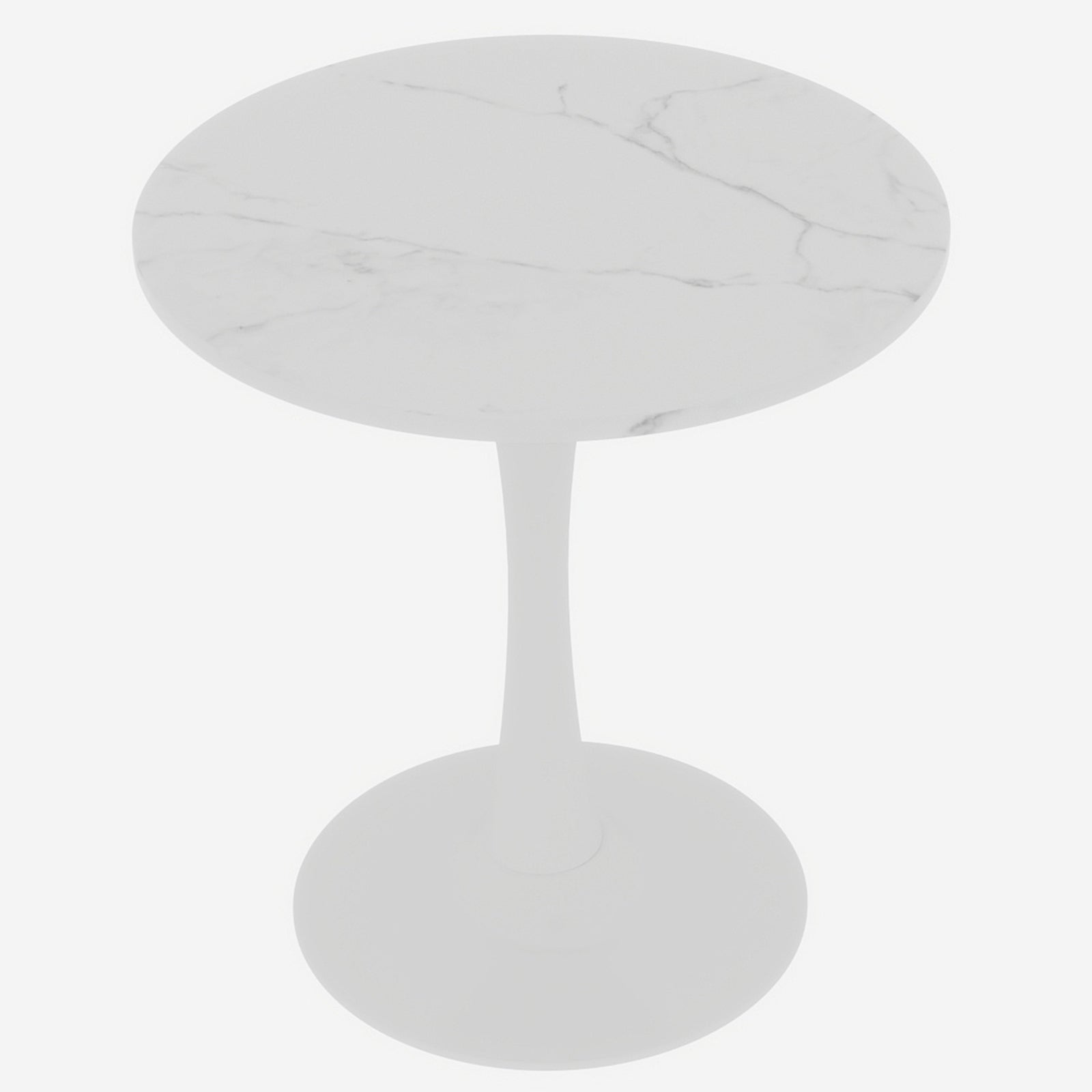 Coffee Table 27.6-inch Round Marble Mid-Century Modern 2-4 Person White Finish