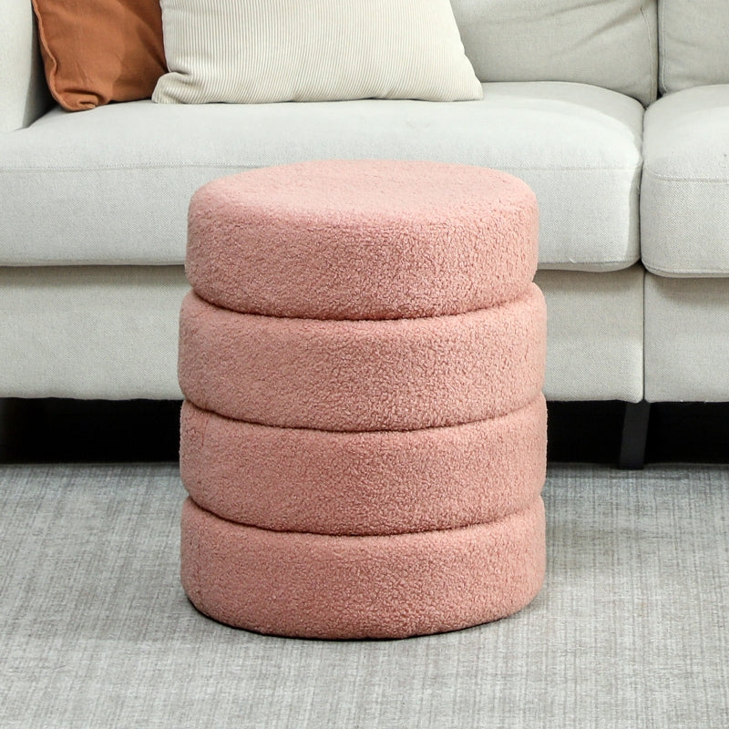 Stool round teddy fleece 120 kg pink