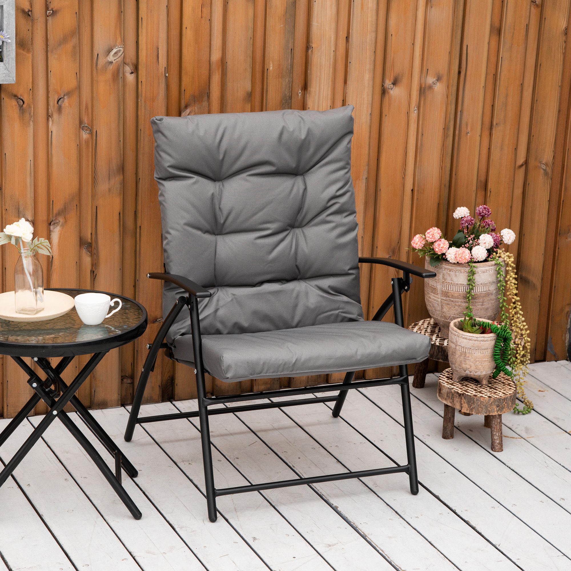 Camping Chair Foldable, Adjustable Backrest, Metal, Oxford, Gray