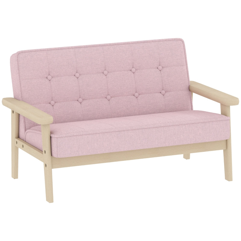 Children's Sofa Armchair Upholstered Wooden Frame - Pink Velvet Look