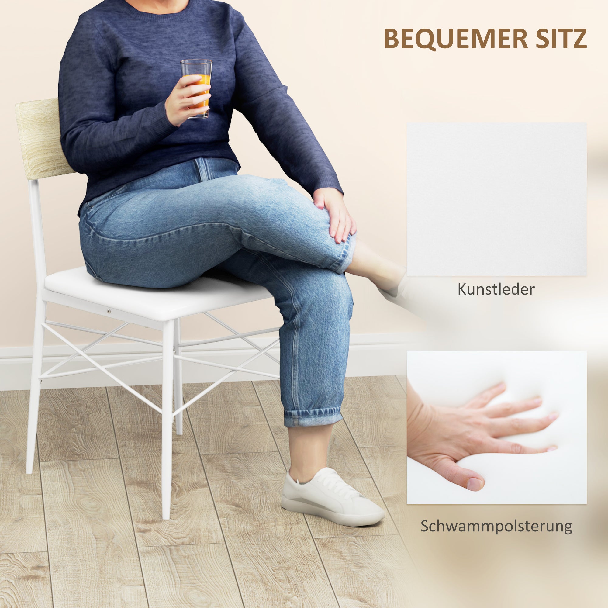 Dining Table Set, 4-Person Kitchen Table with Storage, Oak