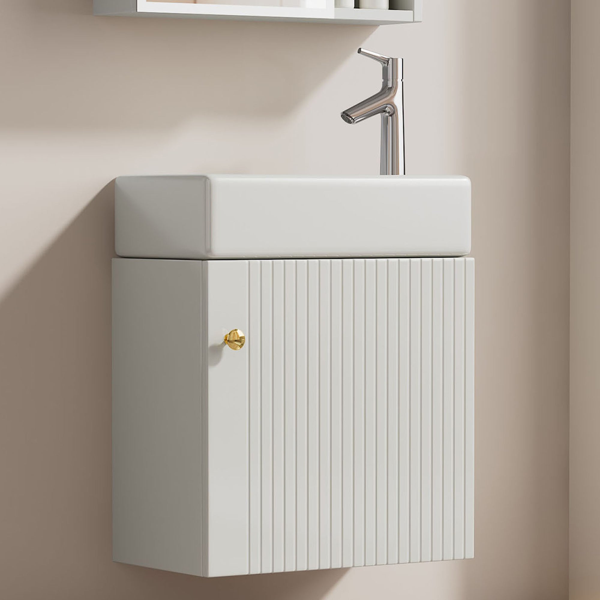 Bathroom Furniture Washbasin with 46cm Vanity Unit, Hanging, Small Guest Bathroom